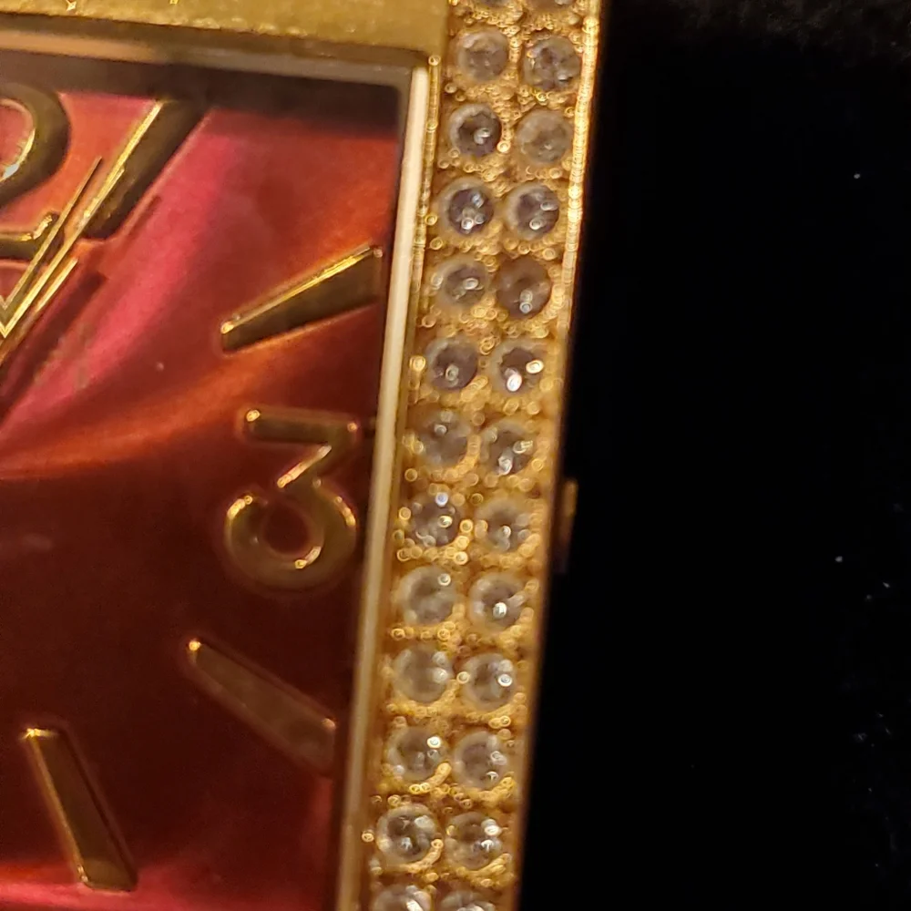 Joan Rivers Vintage Red/Berry Square Crystal Accent Watch